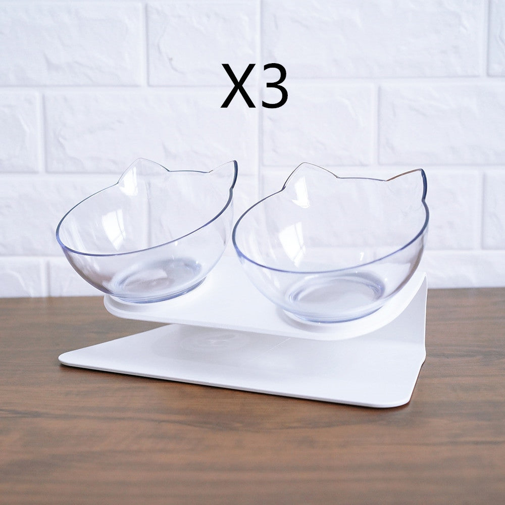 Non Slip Double Cat Bowl With Raised Stand Pet Food Cat Feeder Protect Cervical Vertebra Dog Bowl Transparent Pet Products - 𝓢𝓱𝓸𝓹𝓵𝓮𝓬𝔂