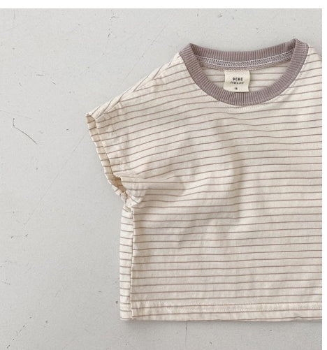 Korean Style Baby Casual Striped Short-sleeved T-shirt - 𝓢𝓱𝓸𝓹𝓵𝓮𝓬𝔂
