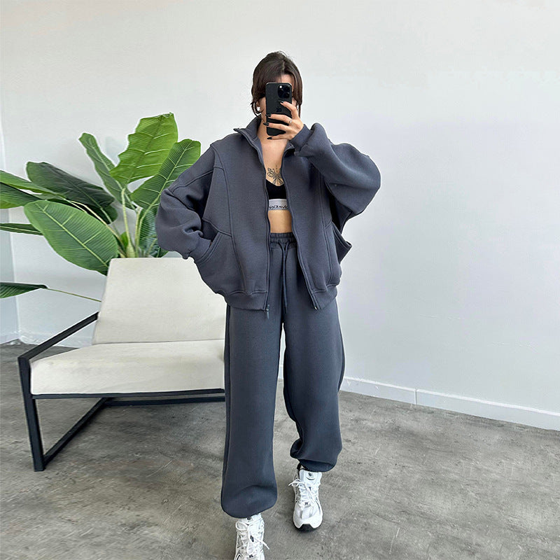 Sports Suits With Pockets Stand-up Collar Zipper Cardigan And Drawstring Trousers Fashion Jogger Set Outfits Tracksuits Women's Clothing - 𝓢𝓱𝓸𝓹𝓵𝓮𝓬𝔂