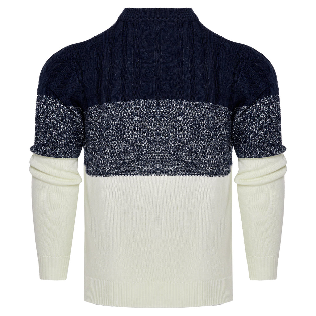 Men's Casual Color Block Long Sleeve Cable Knit Pullover Sweater - 𝓢𝓱𝓸𝓹𝓵𝓮𝓬𝔂