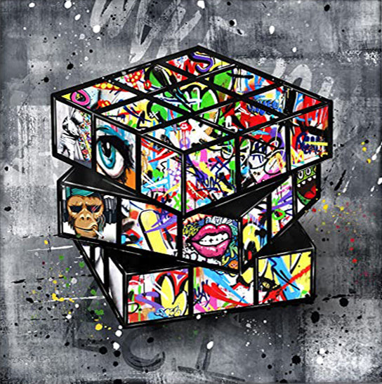Banksy Graffiti Rubik's Cube Canvas Painting Wall - 𝓢𝓱𝓸𝓹𝓵𝓮𝓬𝔂