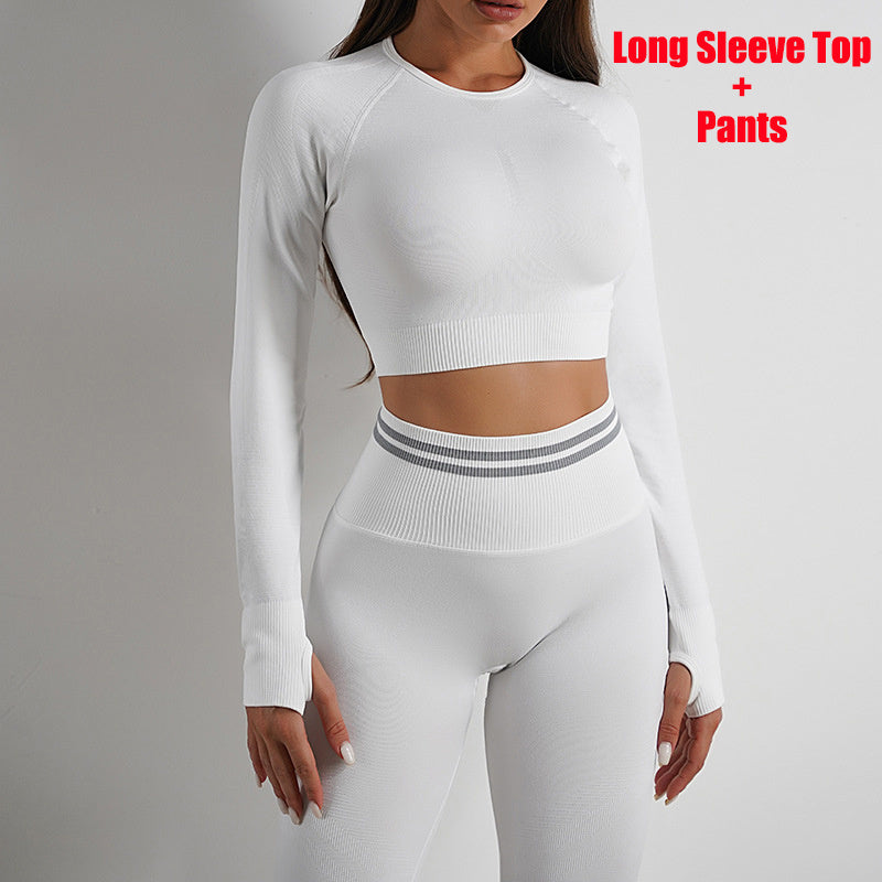 Seamless Yoga Pants Sports Gym Fitness Leggings Or Long Sleeve Tops Outfits Butt Lifting Slim Workout Sportswear Clothing - 𝓢𝓱𝓸𝓹𝓵𝓮𝓬𝔂