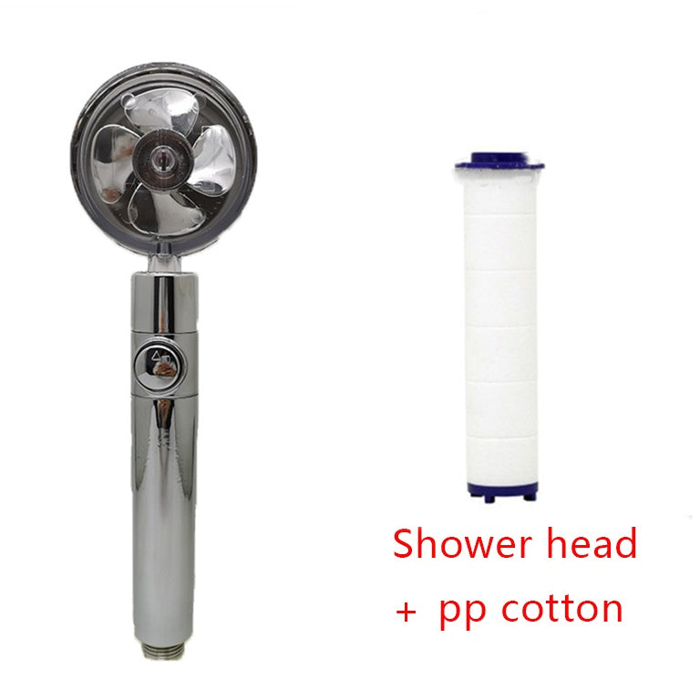 Shower Head Water Saving Flow 360 Degrees Rotating With Small Fan ABS Rain High Pressure Spray Nozzle Bathroom Accessories - 𝓢𝓱𝓸𝓹𝓵𝓮𝓬𝔂