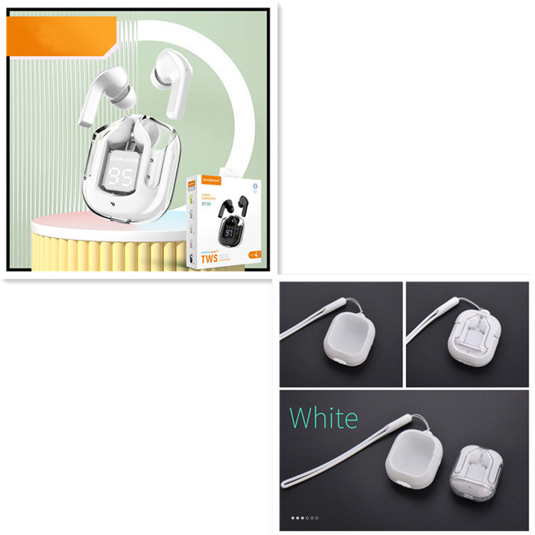 New Mini Transparent Wireless Bluetooth Headset Digital Display ENC Noise Reduction True Wireless Sports Music - 𝓢𝓱𝓸𝓹𝓵𝓮𝓬𝔂