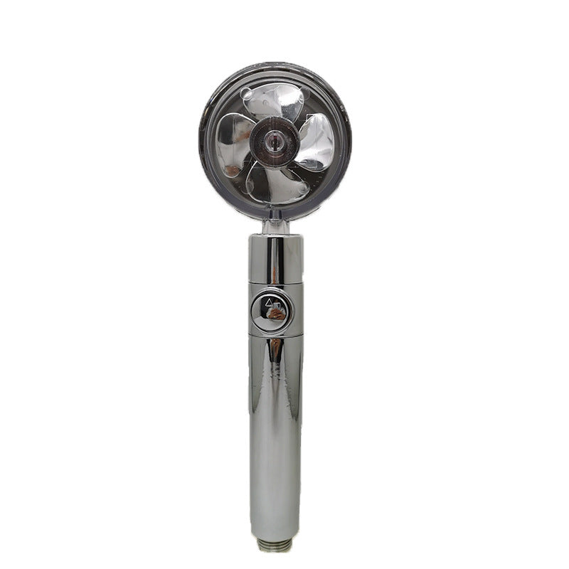 Propeller Driven Shower Head With Stop Button And Cotton Filter Turbocharged High Pressure Handheld Shower Nozzle 