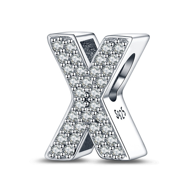 Twenty-six Letter Beads White Copper Silver Plated Beaded Braceletnecklace Ornament - 𝓢𝓱𝓸𝓹𝓵𝓮𝓬𝔂