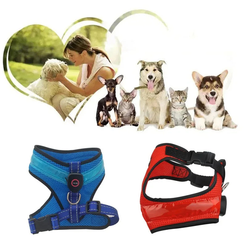 LED Luminous Dog Harness Led USB Charging Dog Chest Strap Vest Pet Safety Reflective Harness Pet Vest For Puppy Large Dog Pet Products - 𝓢𝓱𝓸𝓹𝓵𝓮𝓬𝔂
