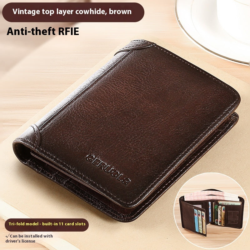 Genuine Leather Anti-theft Swiping Ultra-thin Cheng E Wallet - 𝓢𝓱𝓸𝓹𝓵𝓮𝓬𝔂