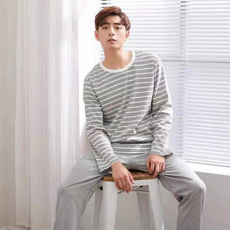 Pajamas Men's Long-sleeved Trousers Spring And Autumn Men's Pajamas Autumn And Winter Thin Plus Size Teenagers Home Wear Two-piece Set - 𝓢𝓱𝓸𝓹𝓵𝓮𝓬𝔂