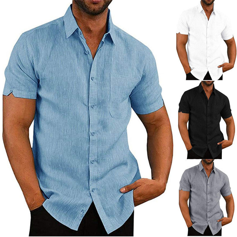 Men Short Sleeve Summer Solid Shirts Casual Loose Tops Tee - 𝓢𝓱𝓸𝓹𝓵𝓮𝓬𝔂