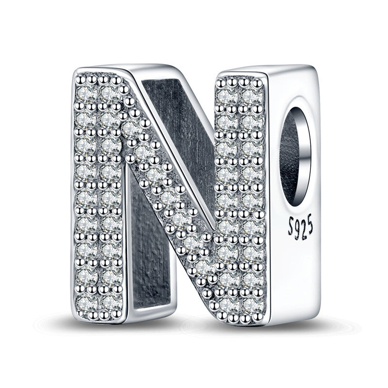 Twenty-six Letter Beads White Copper Silver Plated Beaded Braceletnecklace Ornament - 𝓢𝓱𝓸𝓹𝓵𝓮𝓬𝔂