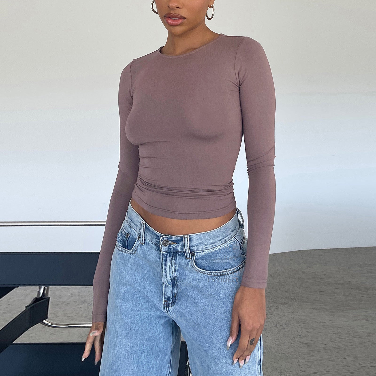Women's Clothing Fashion Slim Long-sleeved Pullovers Tops Solid Causal Fit Shirts - 𝓢𝓱𝓸𝓹𝓵𝓮𝓬𝔂