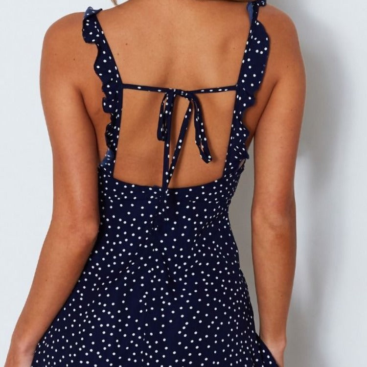 Polka-dot Strappy Dress Women Summer Fashion Beach Sundress - 𝓢𝓱𝓸𝓹𝓵𝓮𝓬𝔂