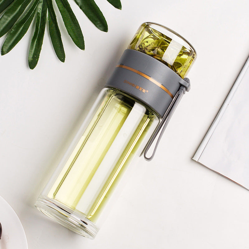 Glass Water Bottle With Tea Infuser Filter Tea Separation Double Wall Glass Bottle Leakproof Water Bottle - 𝓢𝓱𝓸𝓹𝓵𝓮𝓬𝔂