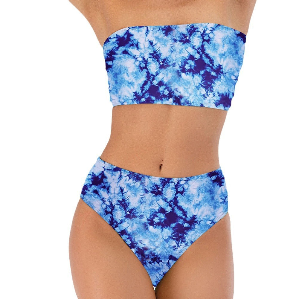 Tube Top High Waist Split Bikini