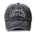 Simply Blessed Wide Brim Sunshade Washed Embroidered English Letter Baseball Cap - 𝓢𝓱𝓸𝓹𝓵𝓮𝓬𝔂