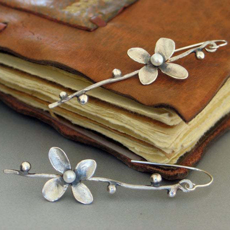 Bohemia Style Retro Simple Flower Pearl Earrings