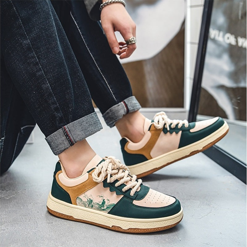 Lace-up Casual Shoes Men Soft Thick Sole Fashion Comfortable Breathable Flats Sneakers Student Platform Outdoor Walking Shoes - 𝓢𝓱𝓸𝓹𝓵𝓮𝓬𝔂