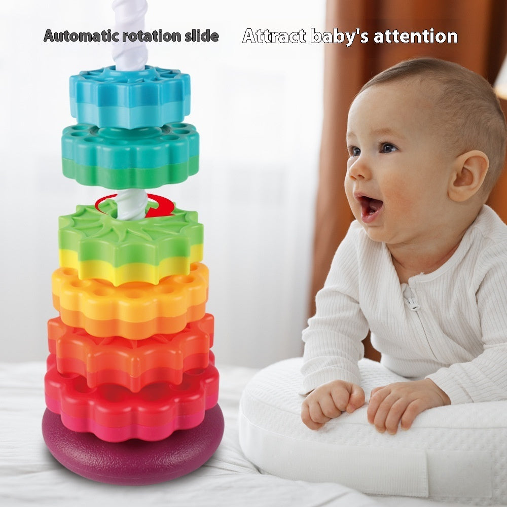 Rainbow Rotating Tower Toy Baby Early Education Intellectual Development Intelligence Ferrule - 𝓢𝓱𝓸𝓹𝓵𝓮𝓬𝔂