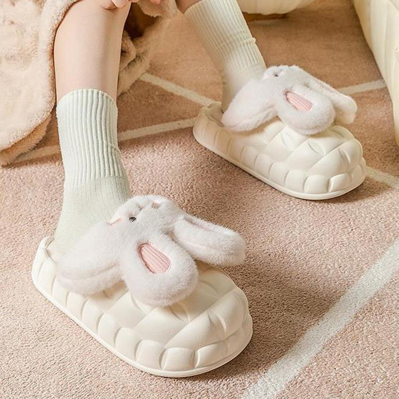 Cute Rabbit Shoes Winter Fuzzy Slippers Women Detachable Washable House Shoes - 𝓢𝓱𝓸𝓹𝓵𝓮𝓬𝔂