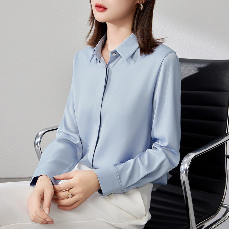 Graceful Satin Top OL Business Clothing Shirt For Women - 𝓢𝓱𝓸𝓹𝓵𝓮𝓬𝔂