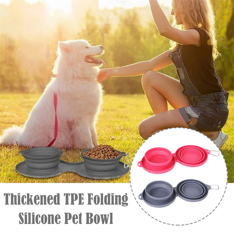 Rubber Foldable Double Bowl Pet Feeding Bowl Pets Supplies Dog Cat Bowls - 𝓢𝓱𝓸𝓹𝓵𝓮𝓬𝔂