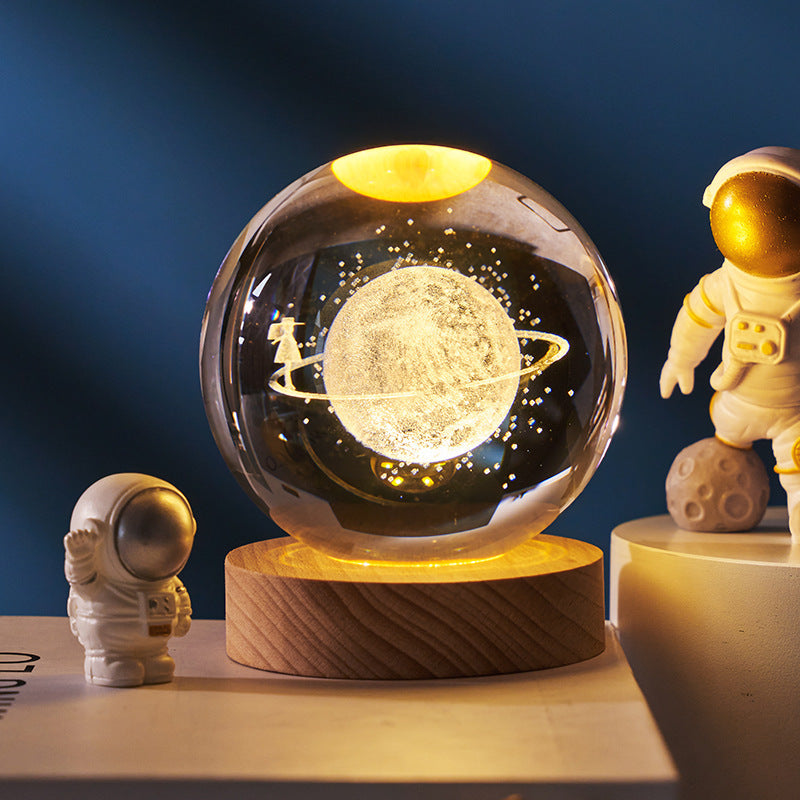 Luminous Starry Sky And Planets Moon Moon Crystal Ball Small Night Lamp Projection Ambience Light Creative Gift New Strange Gift - 𝓢𝓱𝓸𝓹𝓵𝓮𝓬𝔂
