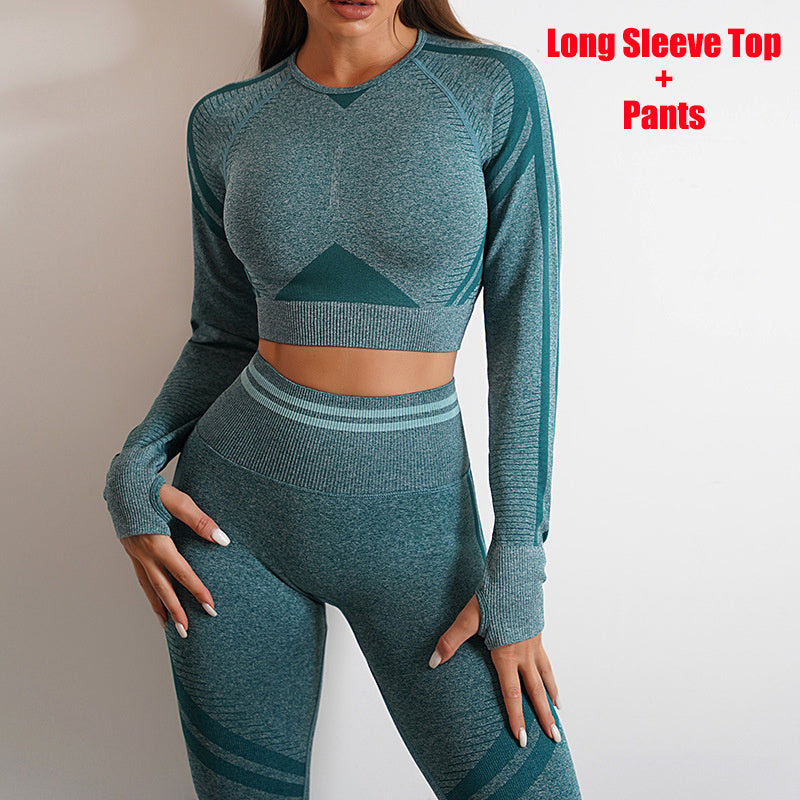 Seamless Yoga Pants Sports Gym Fitness Leggings Or Long Sleeve Tops Outfits Butt Lifting Slim Workout Sportswear Clothing - 𝓢𝓱𝓸𝓹𝓵𝓮𝓬𝔂