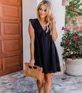 Lace Dresses With Pocket Summer Sleeveless Jacquard Cutout V-Neck Beach Dress - 𝓢𝓱𝓸𝓹𝓵𝓮𝓬𝔂