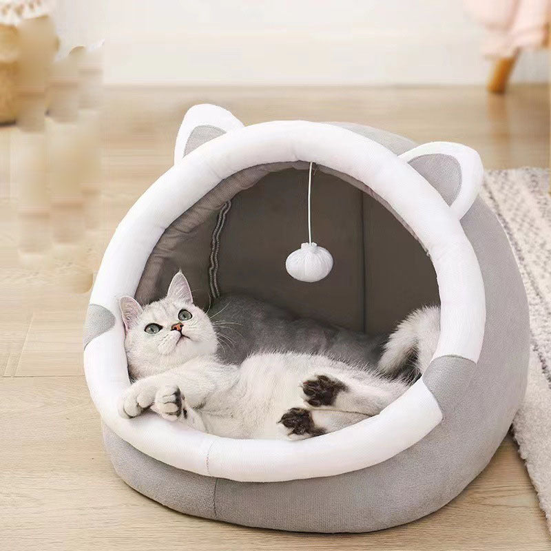 Pet cat litter closed cat litter kennel winter plus velvet - 𝓢𝓱𝓸𝓹𝓵𝓮𝓬𝔂