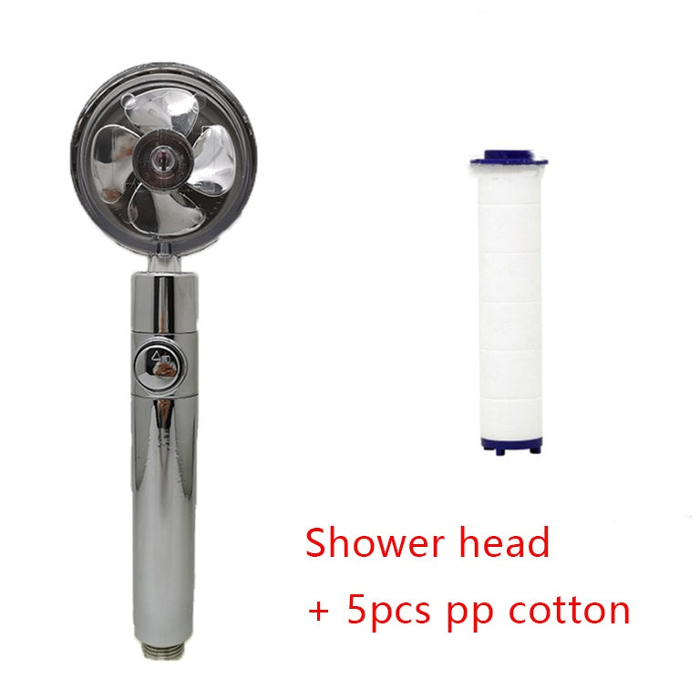 Shower Head Water Saving Flow 360 Degrees Rotating With Small Fan ABS Rain High Pressure Spray Nozzle Bathroom Accessories - 𝓢𝓱𝓸𝓹𝓵𝓮𝓬𝔂