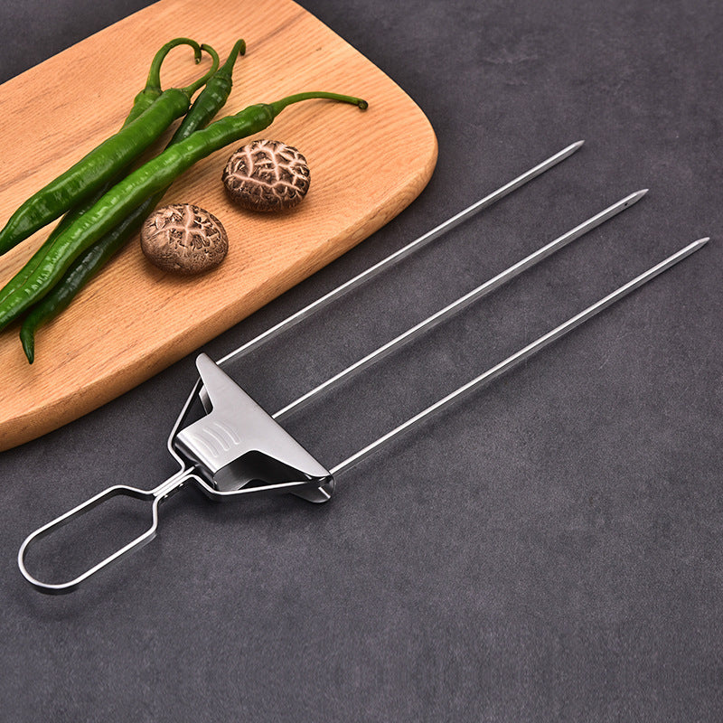 3-Prong Skewer Stick Needles Kebab 3 Way Forks Stainless Steel Barbecue Grill Fork Household BBQ Non-stick - 𝓢𝓱𝓸𝓹𝓵𝓮𝓬𝔂