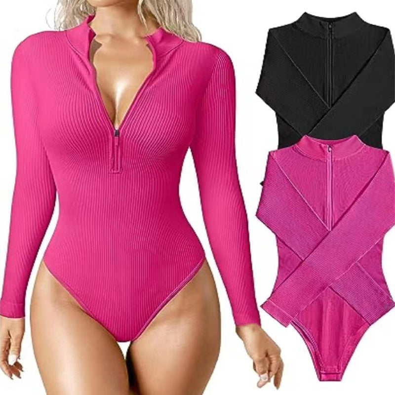 Fashion Long Sleeve Zipper Jumpsuit Seamless Slimming Shapewear For Women Romper - 𝓢𝓱𝓸𝓹𝓵𝓮𝓬𝔂