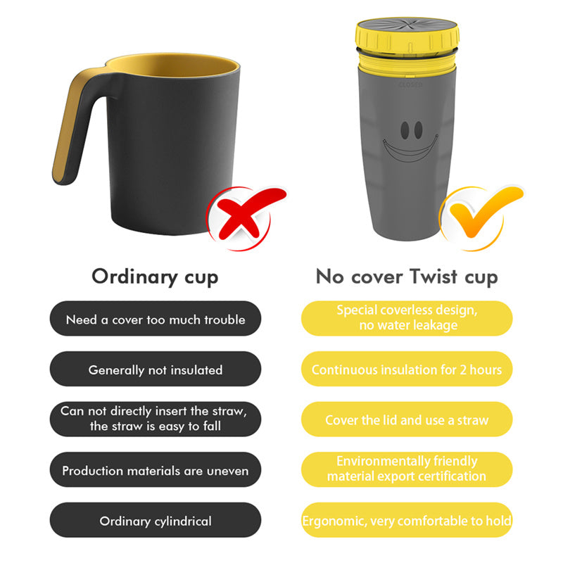 No Cover Twist Cup Travel Portable Cup Double Insulation Tumbler Straw Sippy Water Bottles Portable For Children Adults - 𝓢𝓱𝓸𝓹𝓵𝓮𝓬𝔂