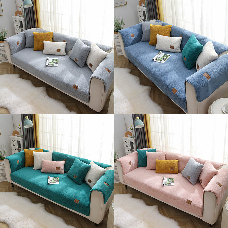 Modern Solid Color Winter Lamb Wool Sofa Towel Thicken Plush Soft And Smooth Sofa Covers For Living Room Anti-slip Couch Cover - 𝓢𝓱𝓸𝓹𝓵𝓮𝓬𝔂