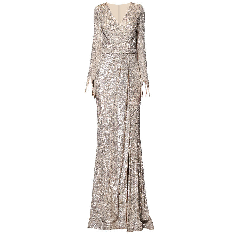 Temperament Banquet Ladies Sequined Annual Meeting Host Long Evening Dress - 𝓢𝓱𝓸𝓹𝓵𝓮𝓬𝔂