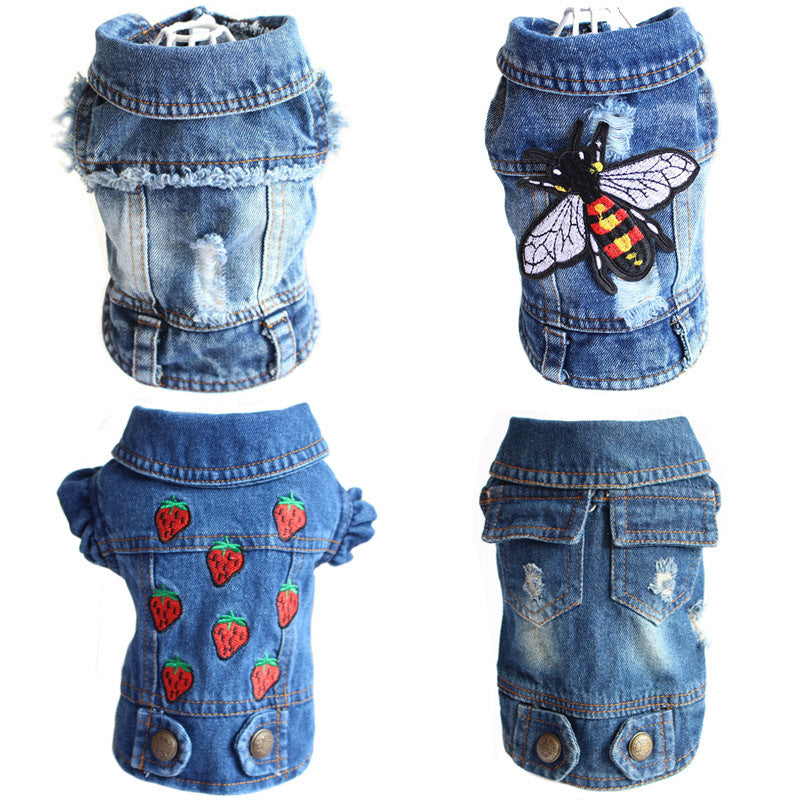 Designer Dog Clothes Small Dog Denim Jacket Coat Cat Costume Puppy Jeans Vest Spring Clothing - 𝓢𝓱𝓸𝓹𝓵𝓮𝓬𝔂