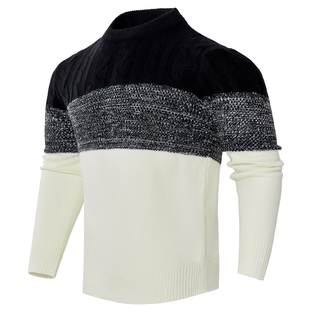 Men's Casual Color Block Long Sleeve Cable Knit Pullover Sweater - 𝓢𝓱𝓸𝓹𝓵𝓮𝓬𝔂