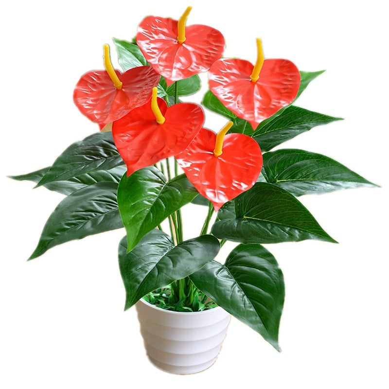 Artificial Green Plant 18 Head Anthurium Andraeanum Lind Flower Plastic Fake Flower Decorative Basin - 𝓢𝓱𝓸𝓹𝓵𝓮𝓬𝔂