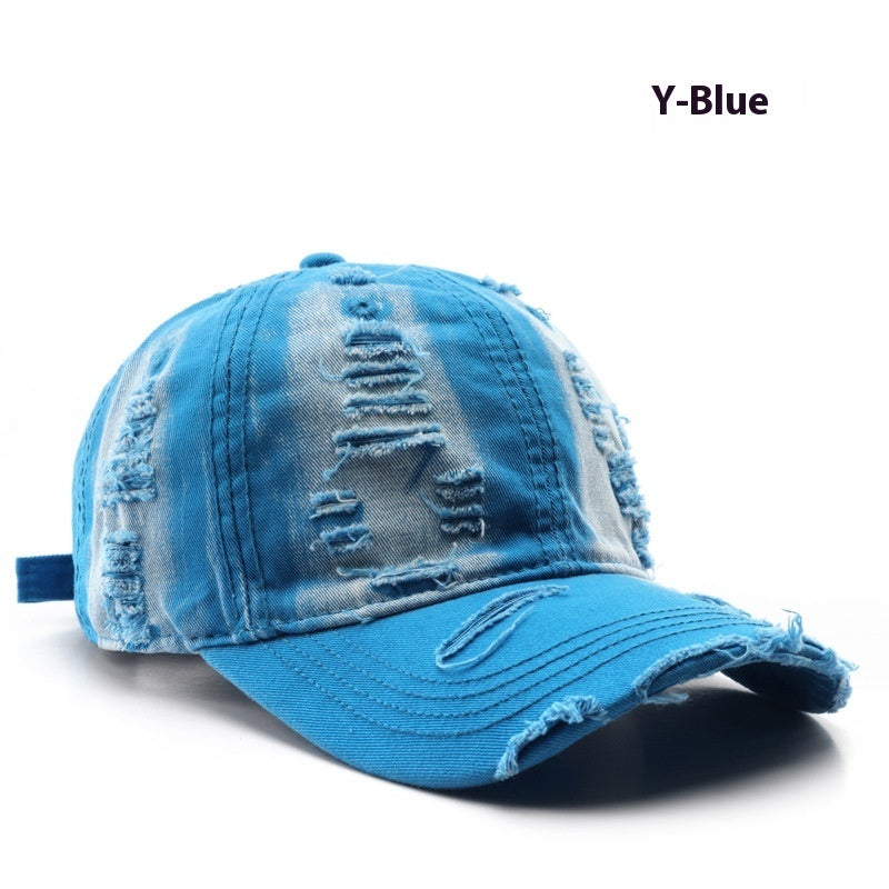 Retro Pure Color Washed Hole Light Board Baseball Cap - 𝓢𝓱𝓸𝓹𝓵𝓮𝓬𝔂