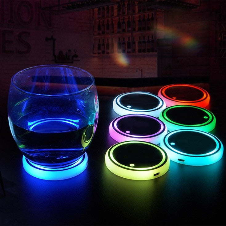 Colorful Cup Holder LED Light-up Coaster Solar & USB Charging Non-slip Coaster Ambient Light For Car Automatically - 𝓢𝓱𝓸𝓹𝓵𝓮𝓬𝔂