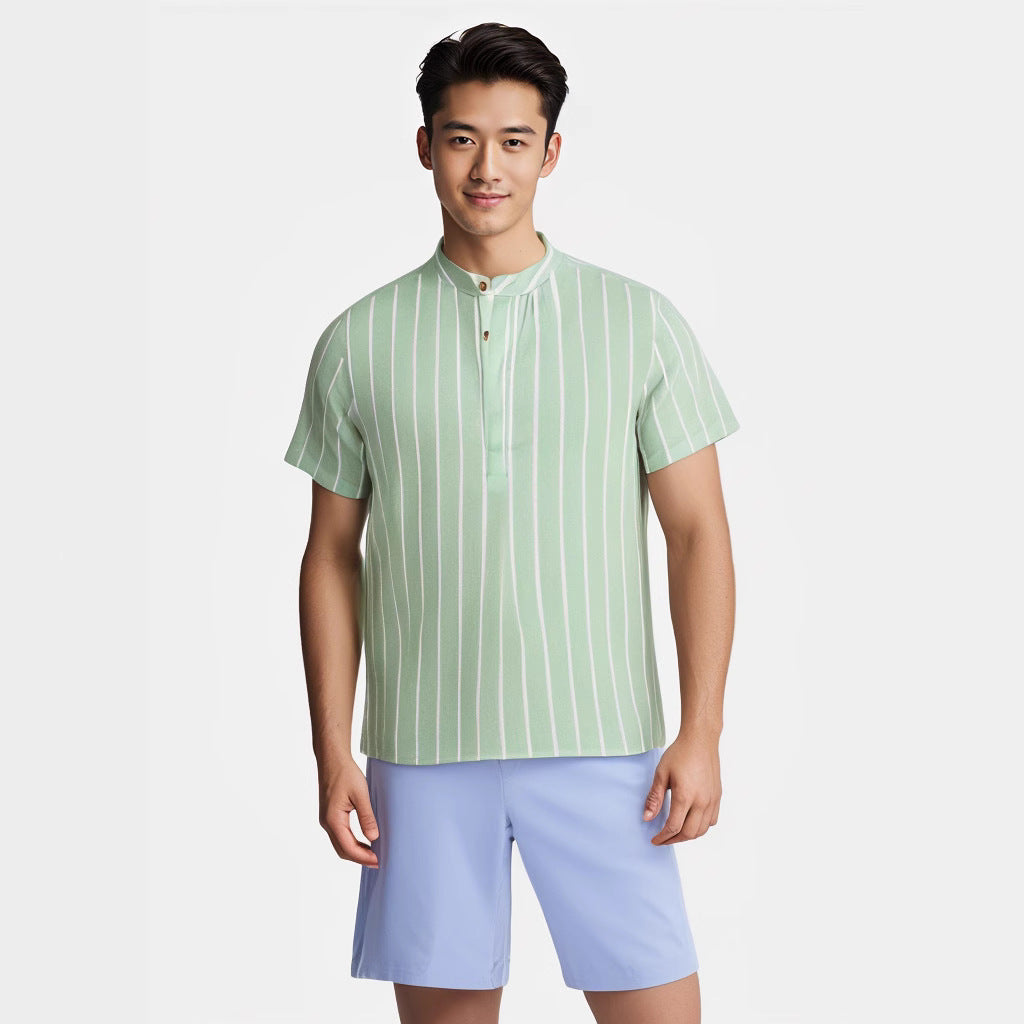Striped Casual Men's Shirt Foreign Trade Short Sleeve Shirt - 𝓢𝓱𝓸𝓹𝓵𝓮𝓬𝔂