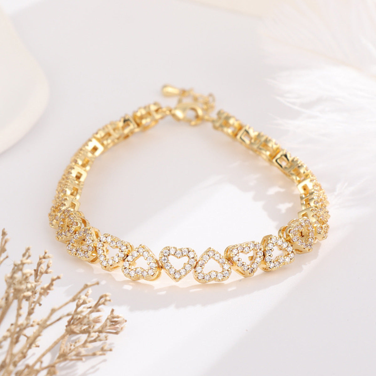 Girl's High-grade Diamond Bracelet With Full Diamond Heart - 𝓢𝓱𝓸𝓹𝓵𝓮𝓬𝔂
