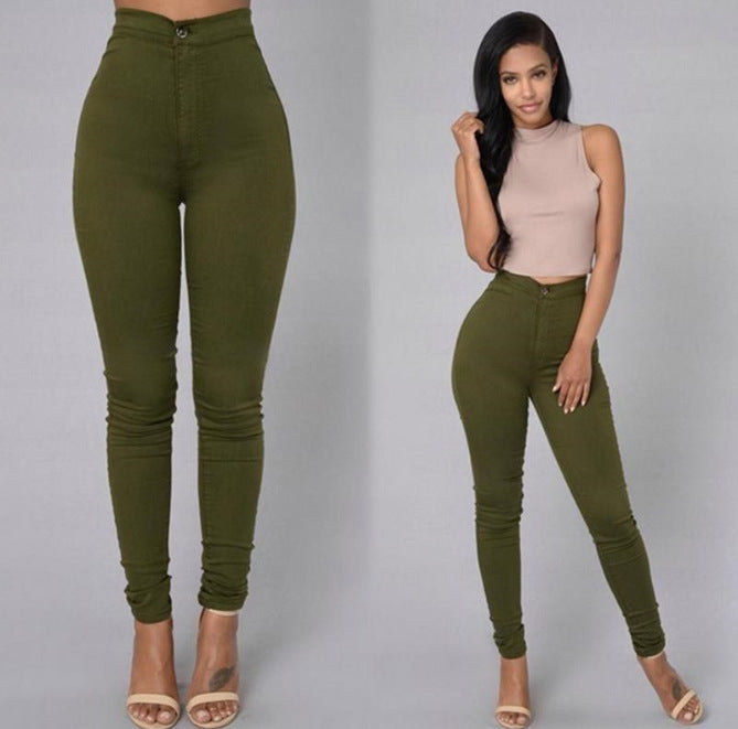Casual Pants For Women High Waist Stretch Slim Trouser Skinny Candy Color Jeans - 𝓢𝓱𝓸𝓹𝓵𝓮𝓬𝔂