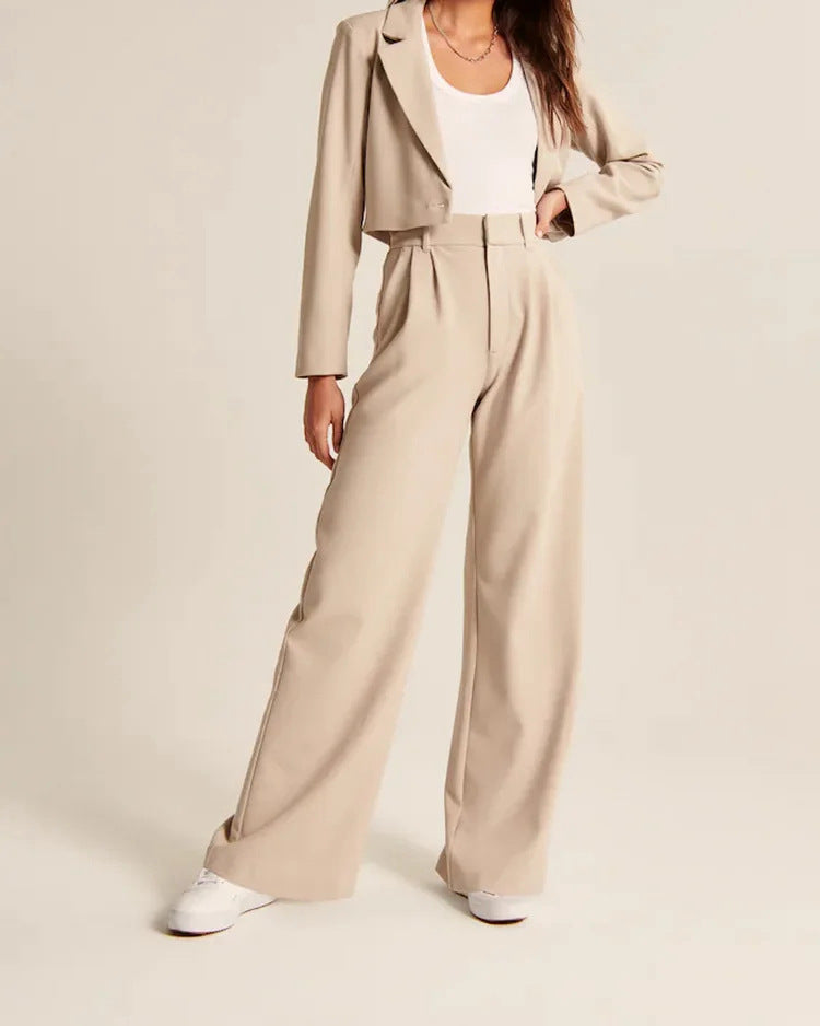 High Waist Straight Trousers With Pockets Wide Leg Casual Pants For Women - 𝓢𝓱𝓸𝓹𝓵𝓮𝓬𝔂