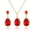Bright Big Zircon Water Drops Necklace Eardrops Suit Bride Wedding Jewelry Simple Graceful - 𝓢𝓱𝓸𝓹𝓵𝓮𝓬𝔂