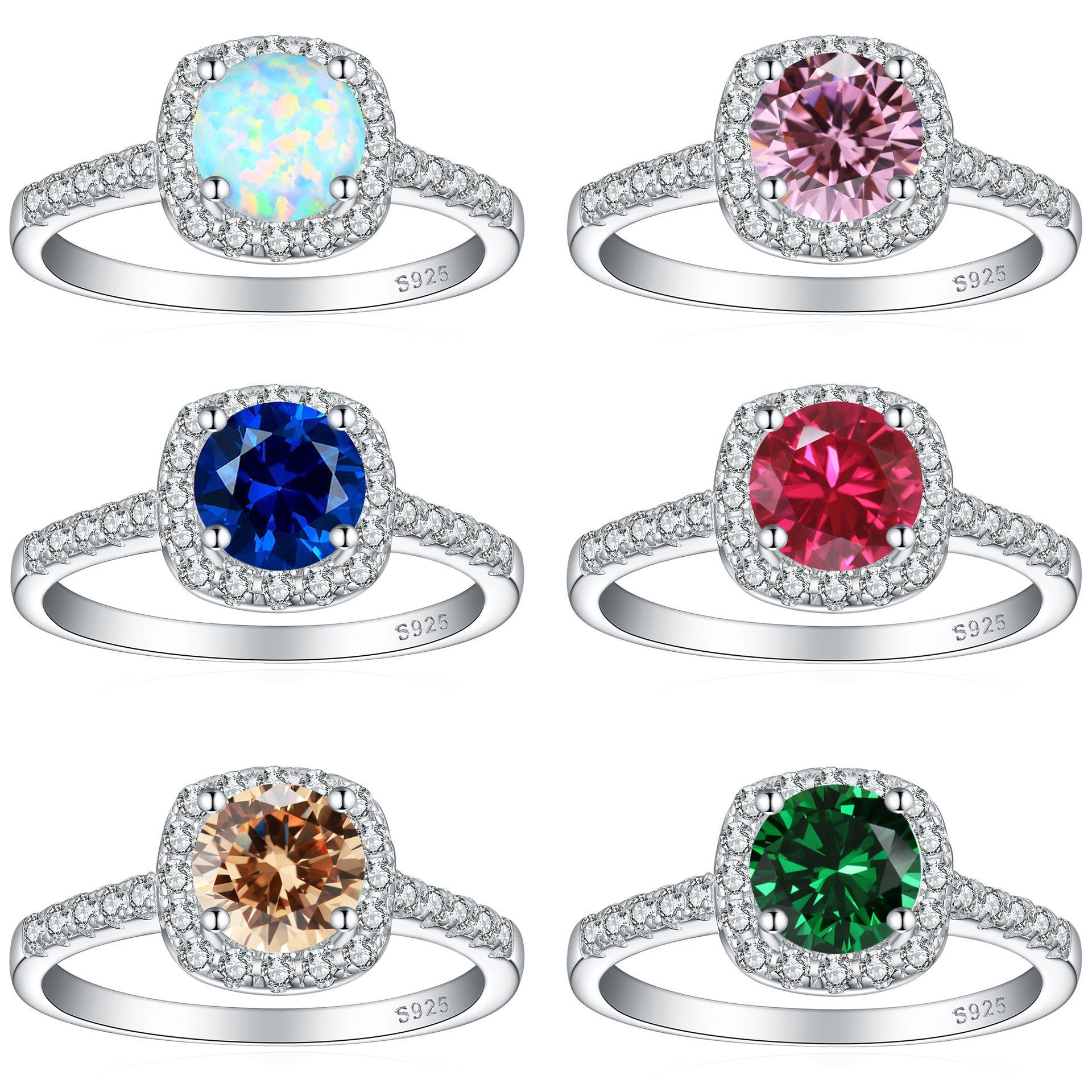 Crystal Colored Gems S925 Sterling Silver Ring For Women - 𝓢𝓱𝓸𝓹𝓵𝓮𝓬𝔂