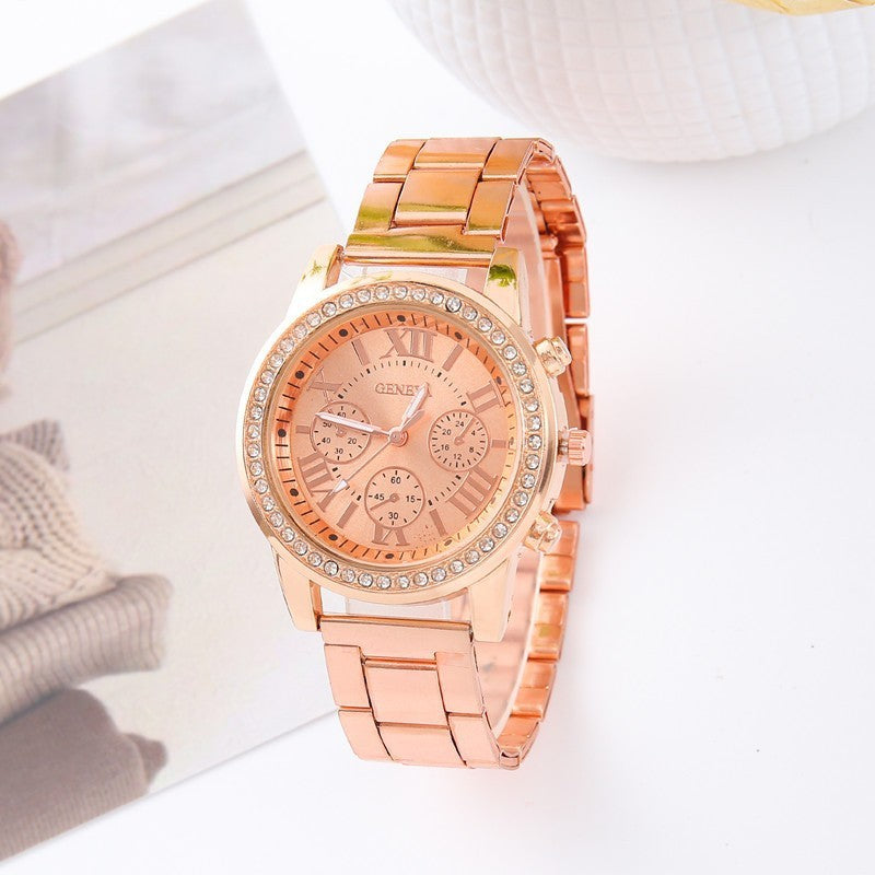 Geneva Steel Belt Gold Quartz Watch - 𝓢𝓱𝓸𝓹𝓵𝓮𝓬𝔂