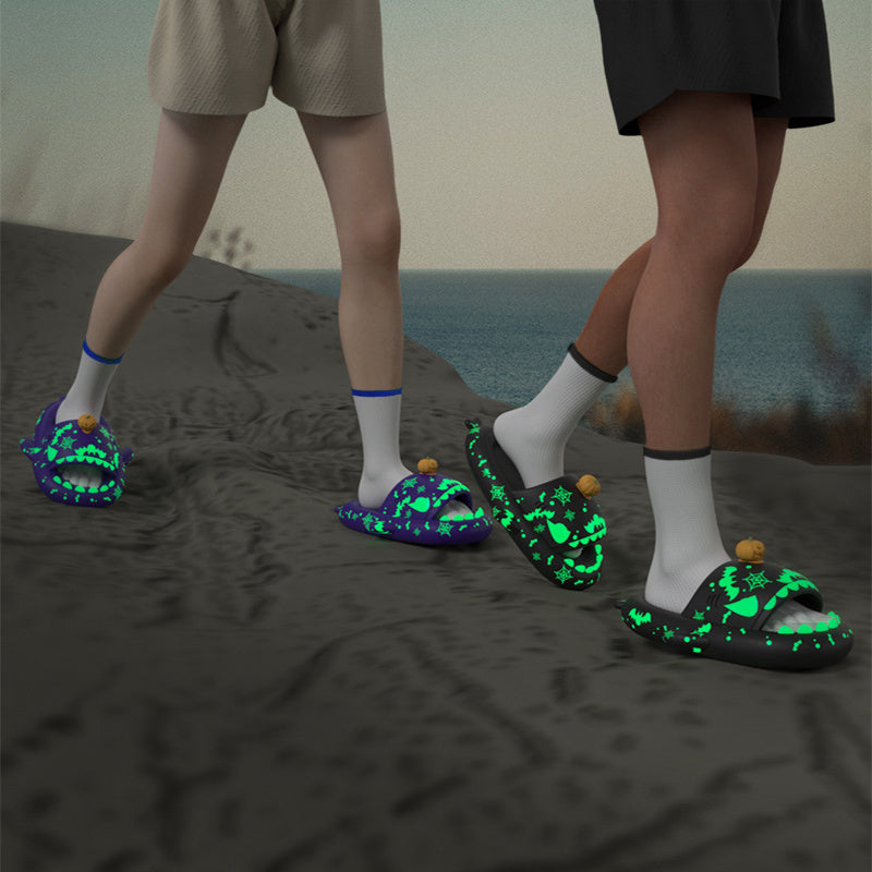 Halloween And Christmas Shoes Ins Luminous Shark Slippers Couple Men Women House Shoes Non-slip Bathroom Slippers Home - 𝓢𝓱𝓸𝓹𝓵𝓮𝓬𝔂