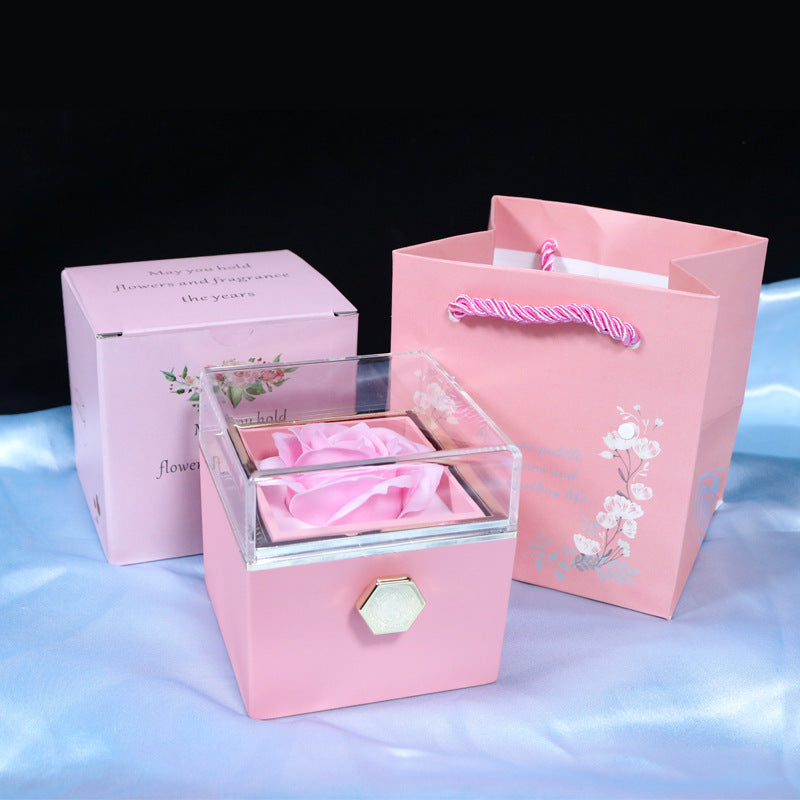 Rotating Soap Flower Rose Gift Box Creative Rotating Rose Jewelry Packaging Box Valentine's Day Gift For Women - 𝓢𝓱𝓸𝓹𝓵𝓮𝓬𝔂